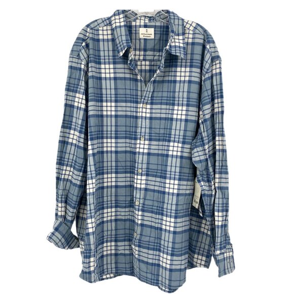 Mutual Wave Blue White Plaid Button-Up Shirt | Size XXL - Picture 1 of 5